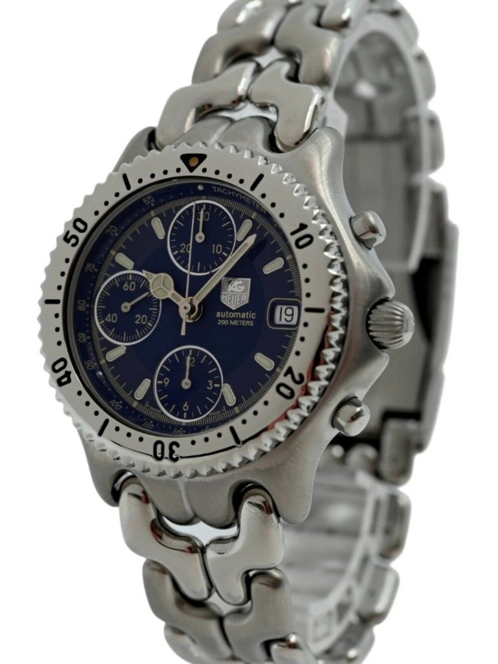 Tag Heuer 39mm Men's SEL Link Blue Dial Automatic Chronograph Watch! CG2111-R0!